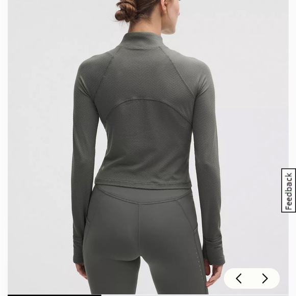 lululemon athletica Rulu Cropped Half Zip in Dark Green - Picture 2 of 5